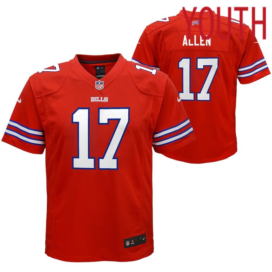 Youth Buffalo Bills #17 Josh Allen Nike Red 2nd Alternate Player Game NFL Jersey->youth nfl jersey->Youth Jersey